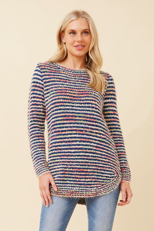 JARITA STRIPED KNIT JUMPER (Multi Blue)