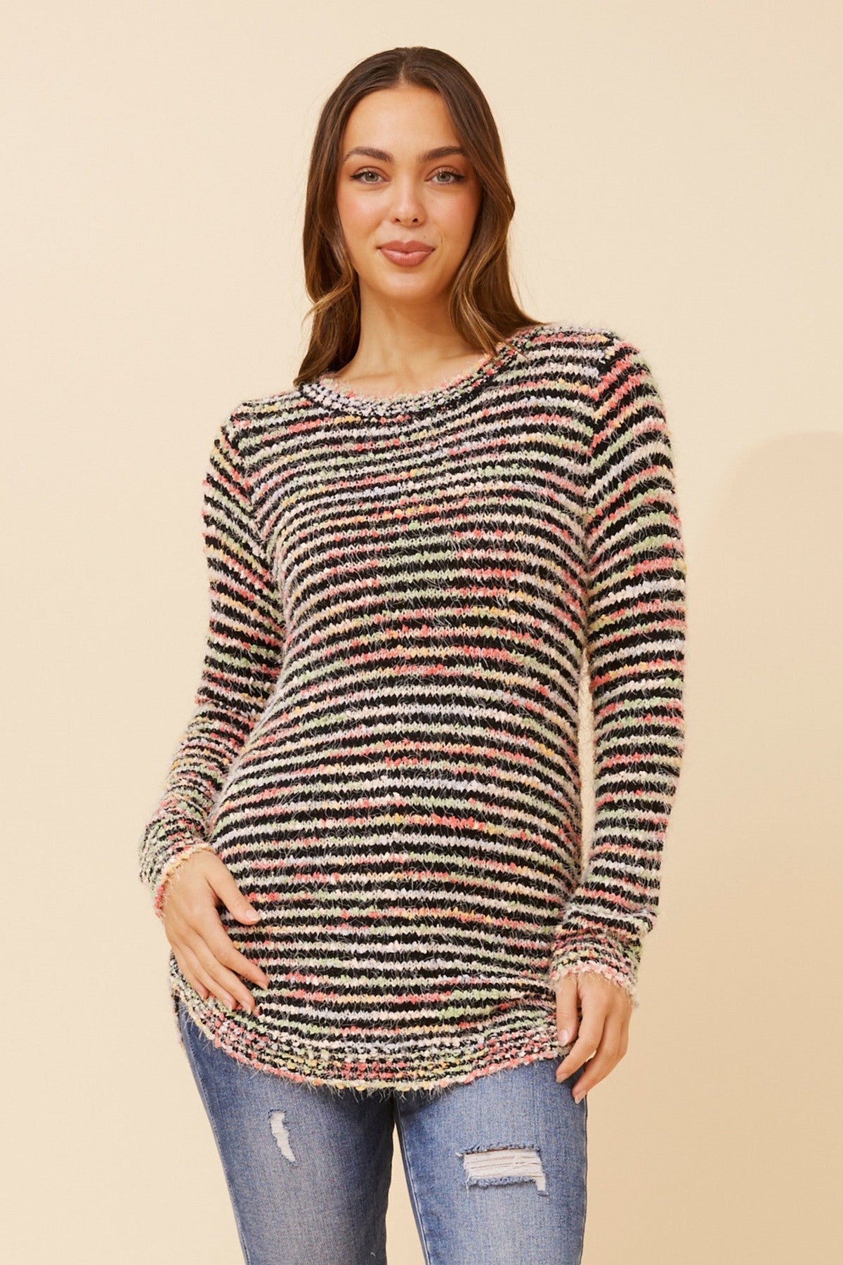 JARITA STRIPED KNIT JUMPER (Multi Blue)