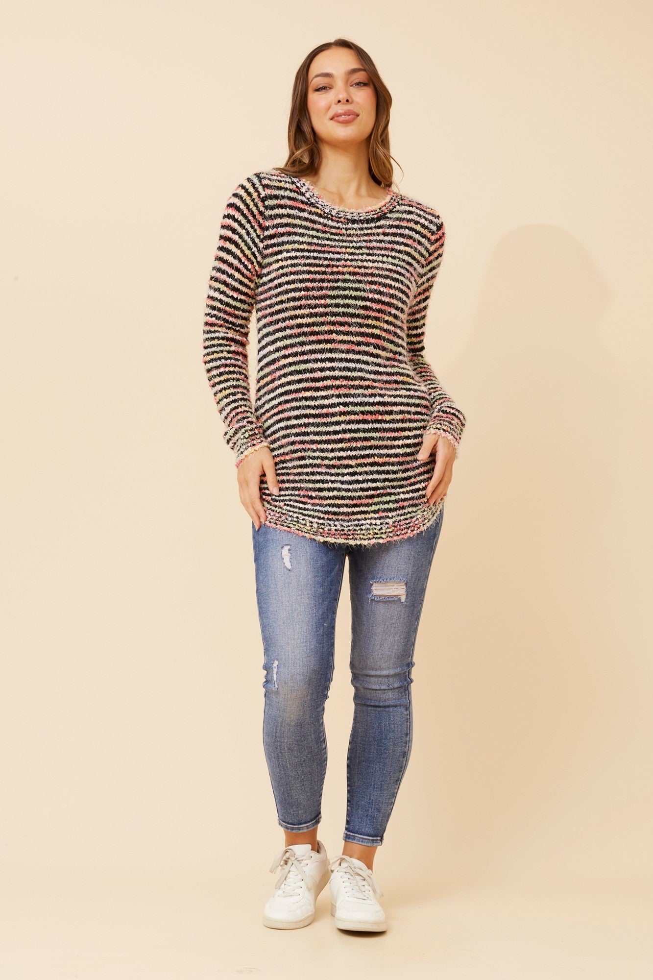 JARITA STRIPED KNIT JUMPER (Multi Blue)