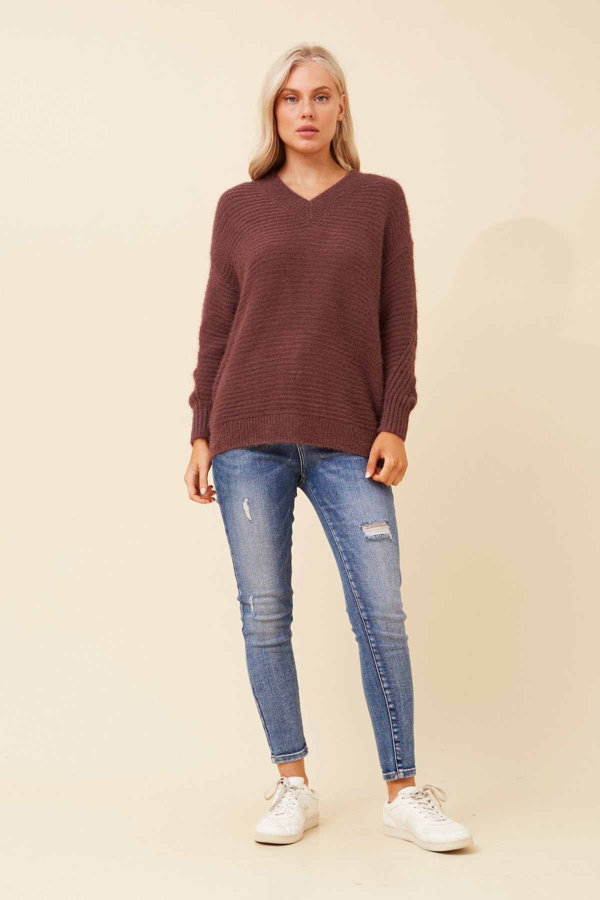 ROSELYN EYELASH KNIT PULLOVER (Green Ash)