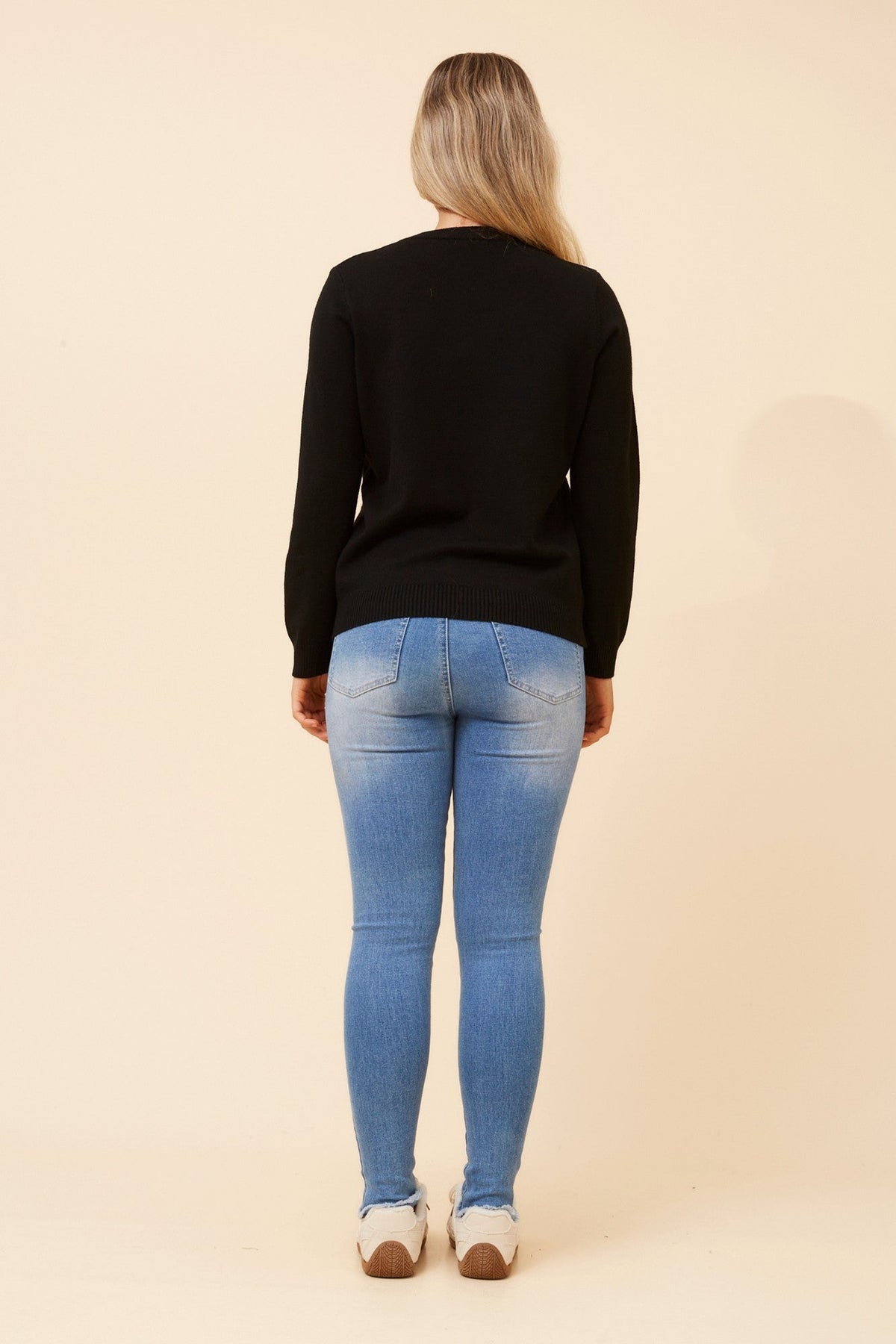 Caroline Morgan Australia ANGIE DIAMOND PATTERN KNIT PULLOVER (Black)