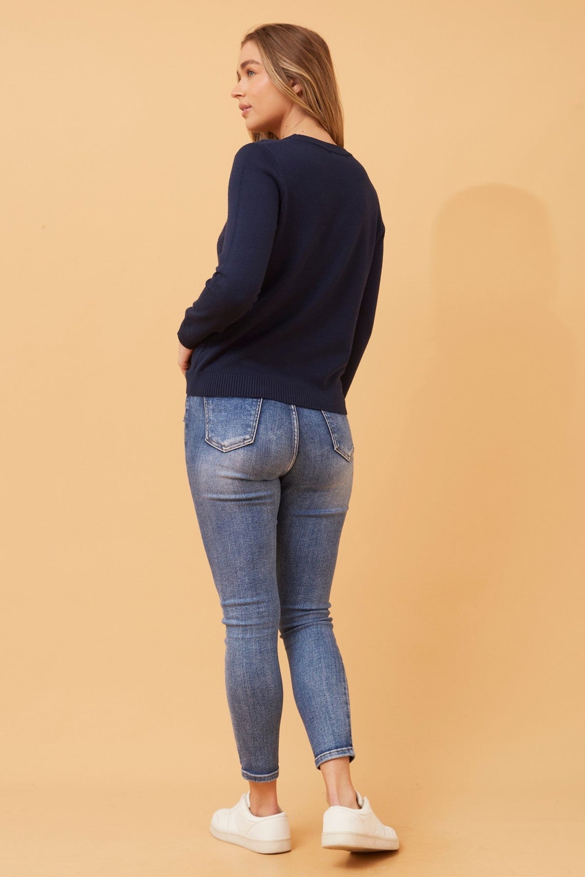 Caroline Morgan Australia ANGIE DIAMOND PATTERN KNIT PULLOVER (Navy)