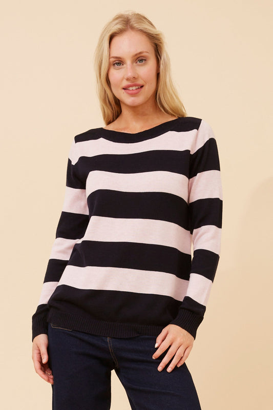 Caroline Morgan Australia RAMIA STRIPE KNIT PULLOVER (Navy)