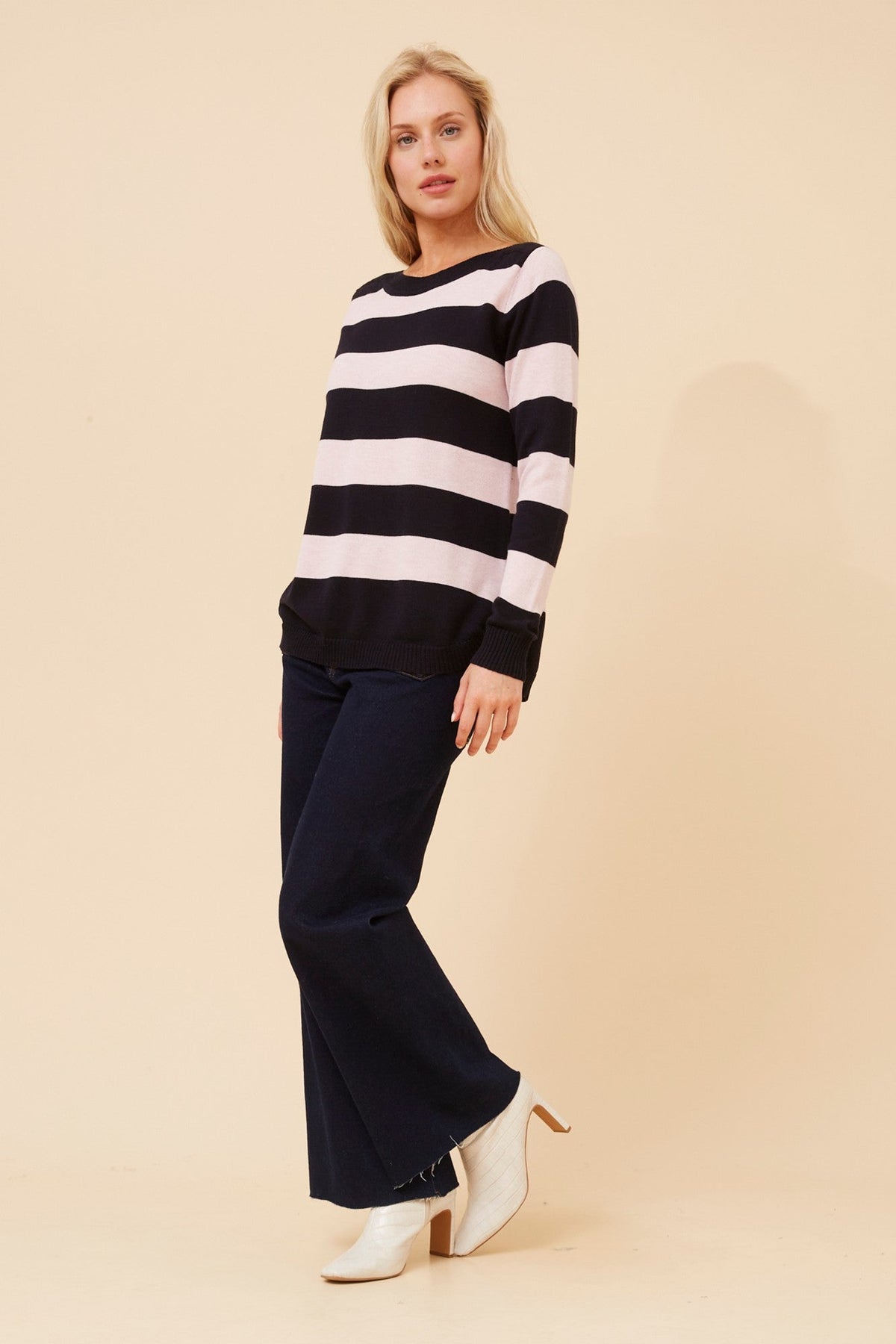 Caroline Morgan Australia RAMIA STRIPE KNIT PULLOVER (Navy)