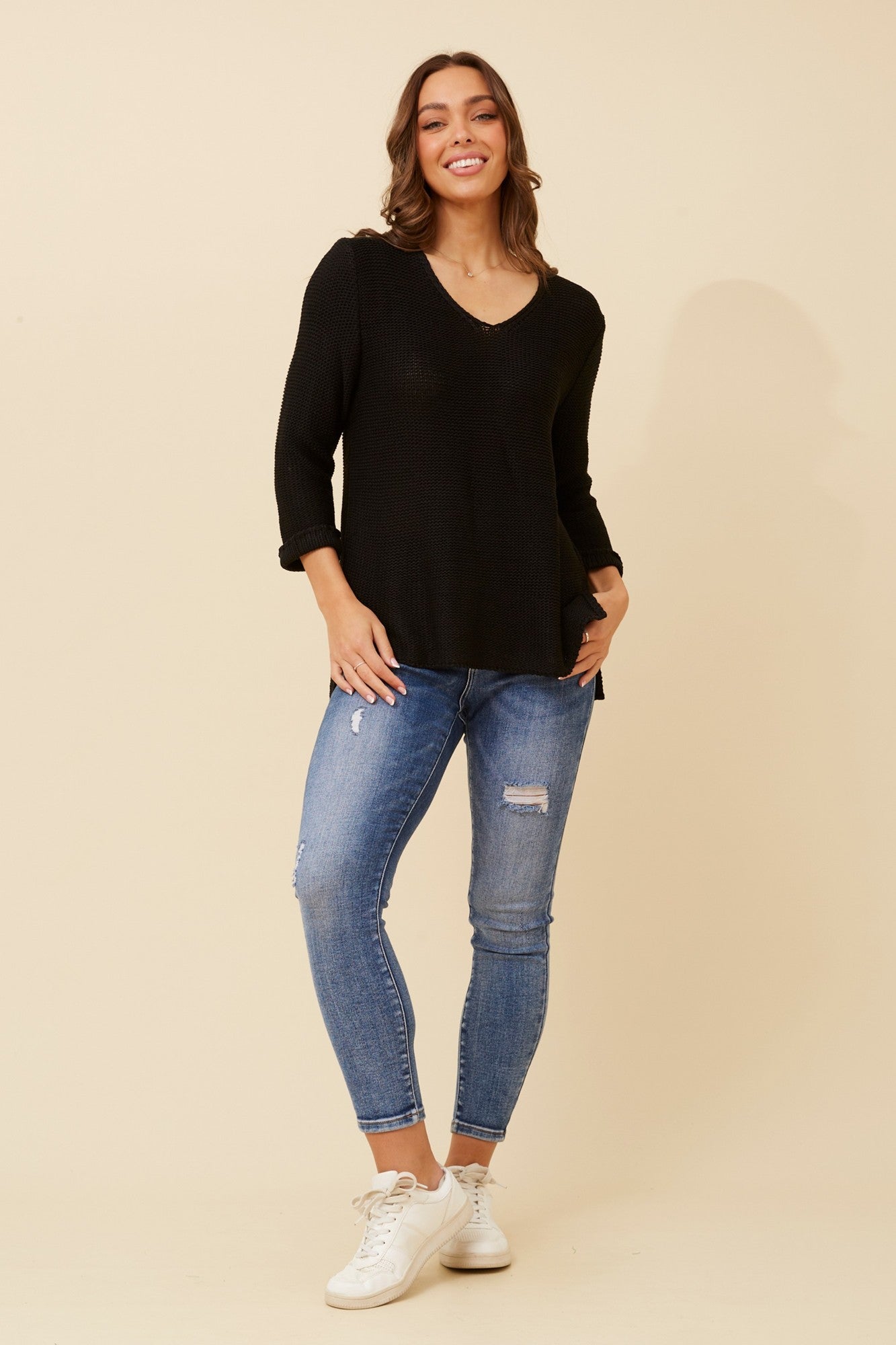 ROHANA SOLID KNIT PULLOVER (Jade)
