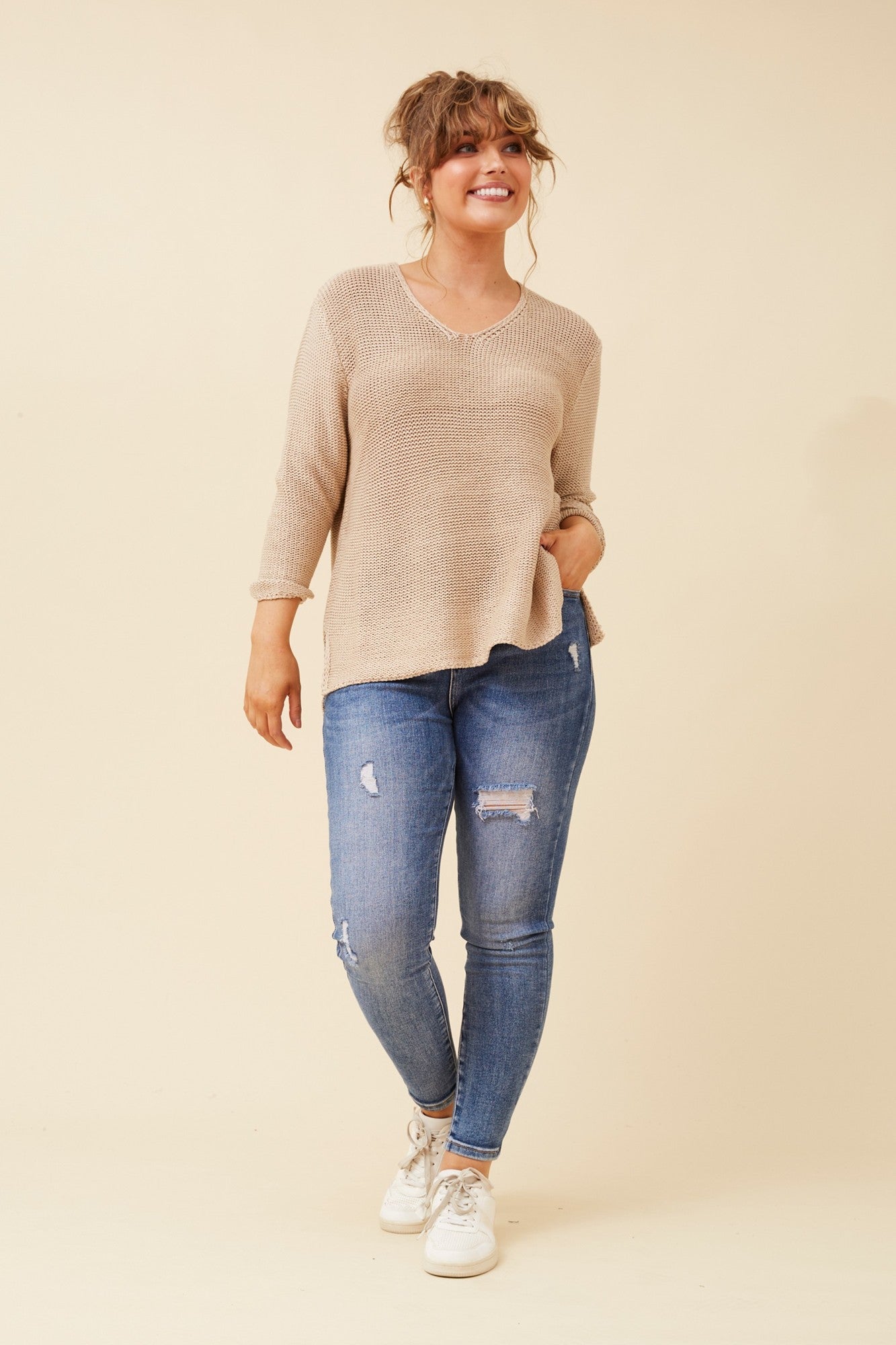 ROHANA SOLID KNIT PULLOVER (Jade)