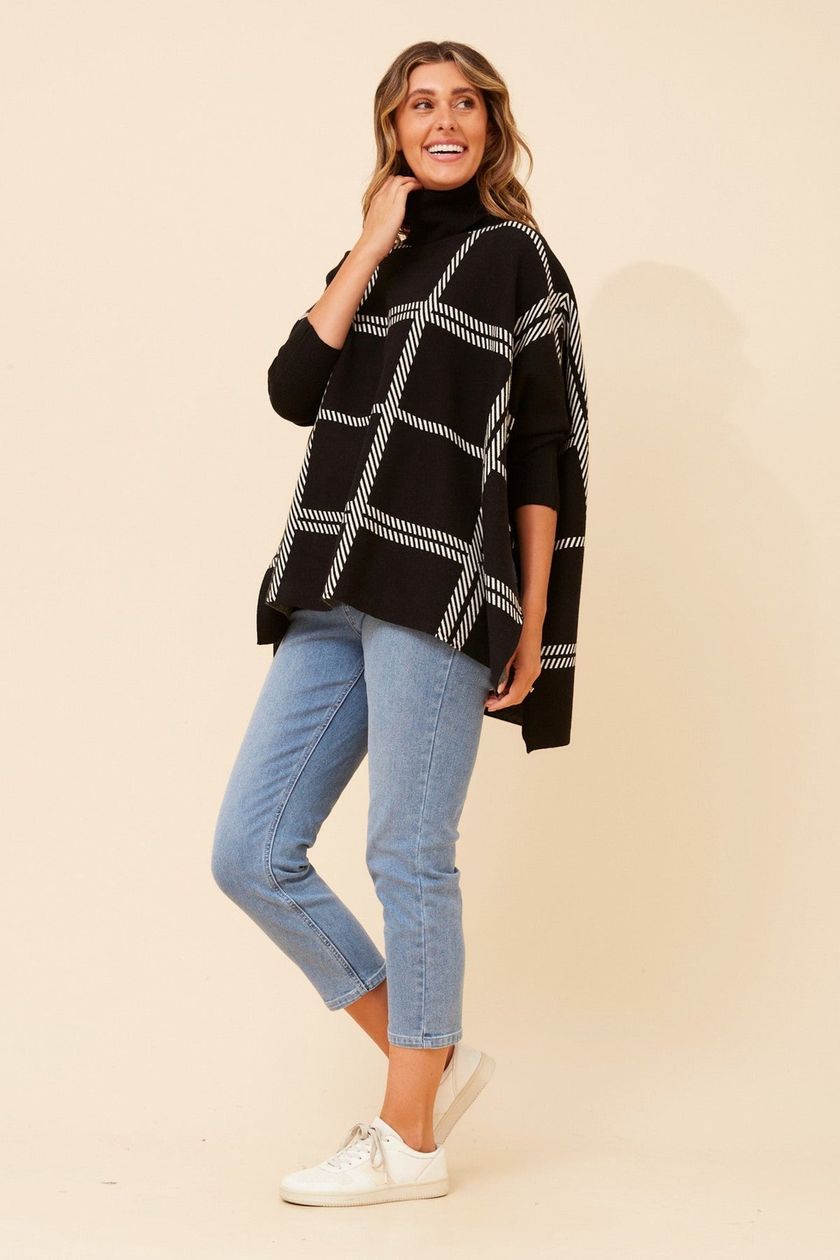 ONYX CHECK KNIT PULLOVER (Chocolate)