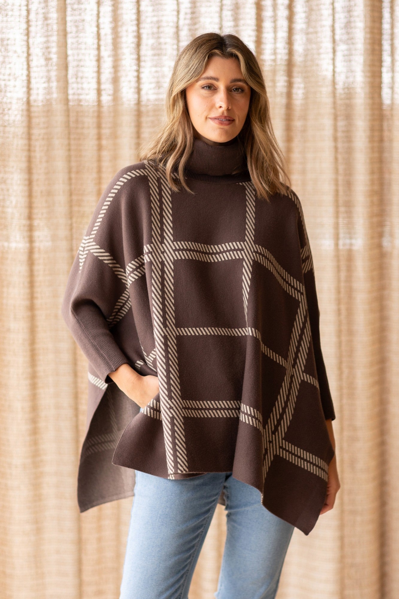 ONYX CHECK KNIT PULLOVER (Chocolate)