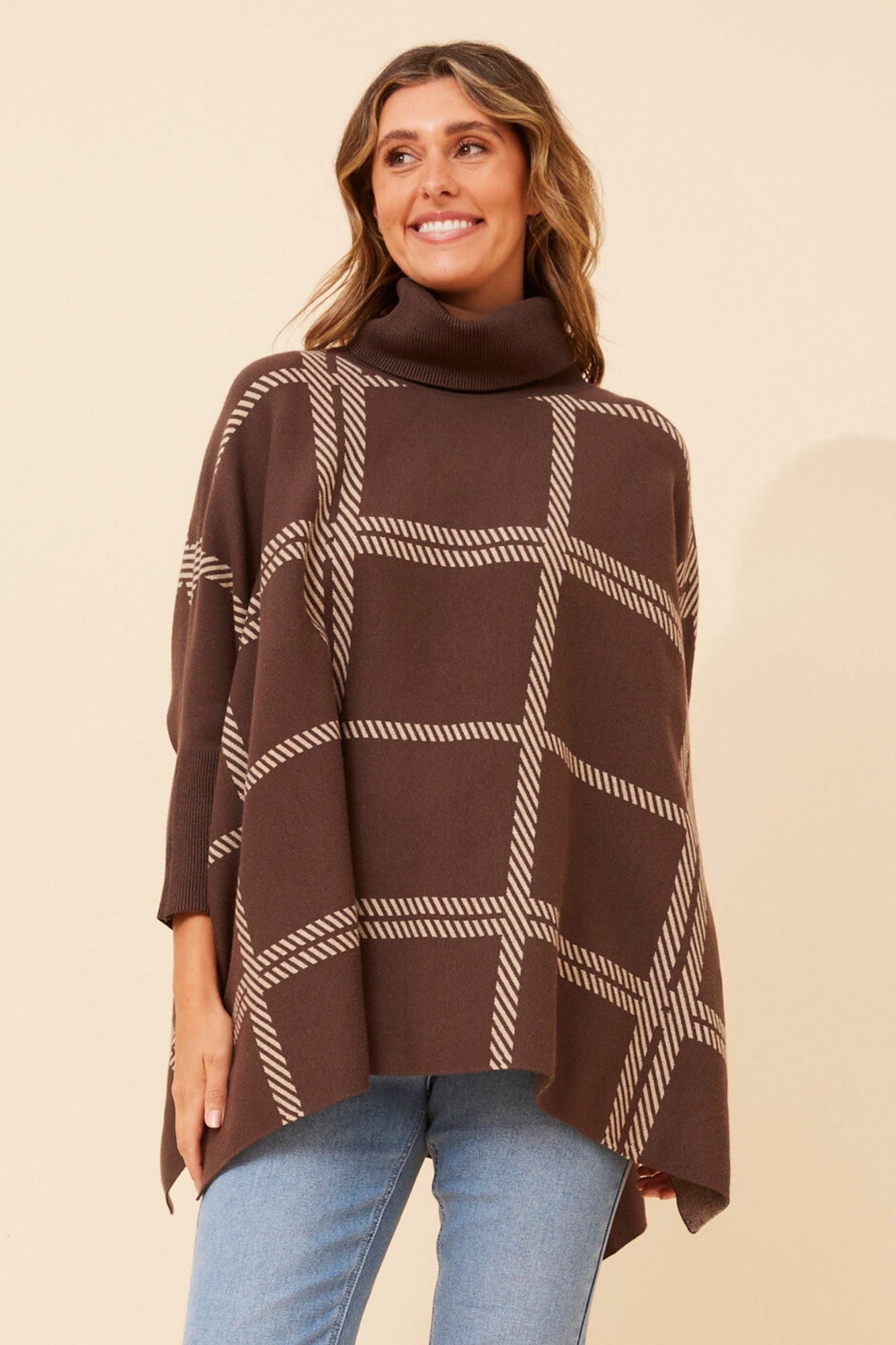 ONYX CHECK KNIT PULLOVER (Chocolate)
