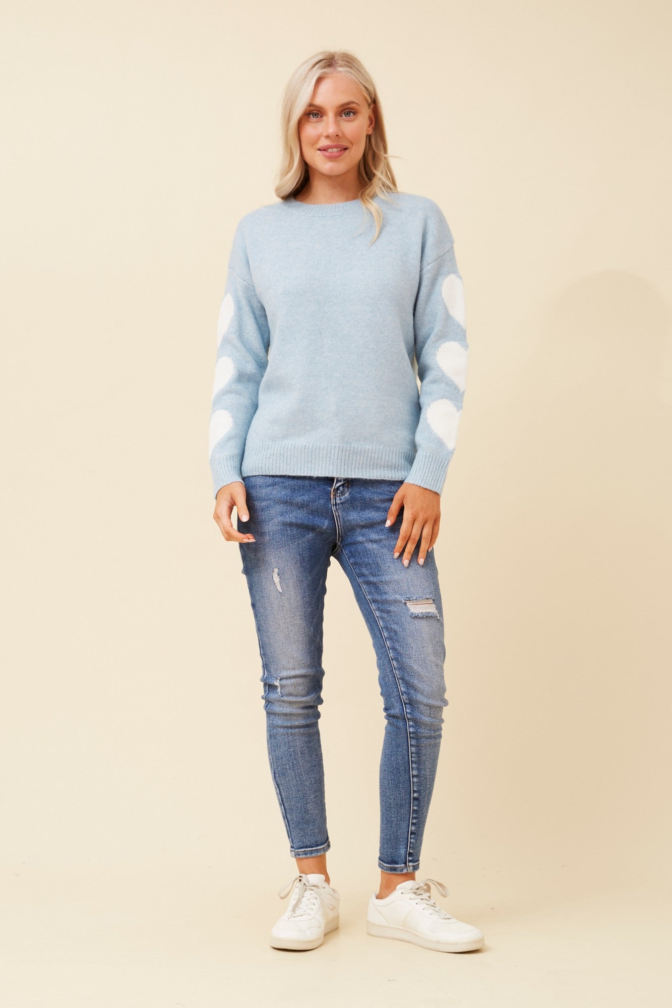 LATISHA WOOL BLEND KNIT PULLOVER (Light Blue)