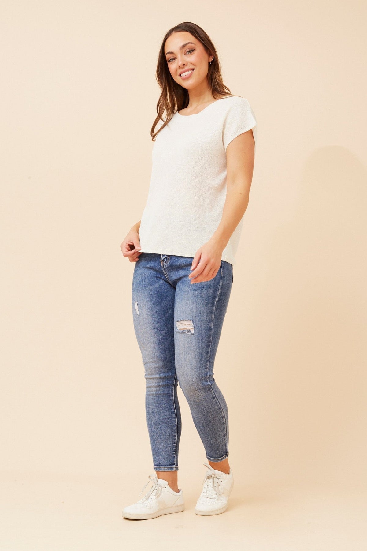 Caroline Morgan Australia JOBETH SOLID KNIT TOP (White)