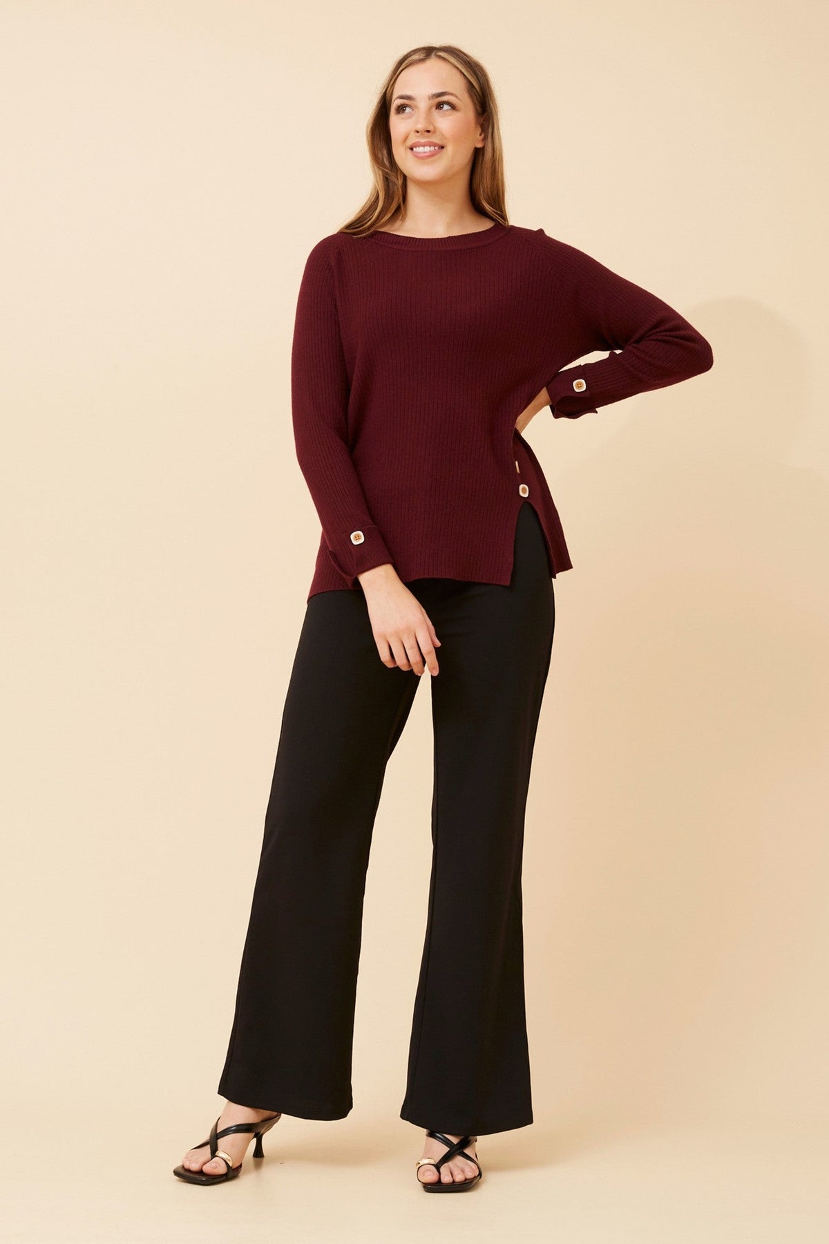 ANA SOLID KNIT PULLOVER (Black)