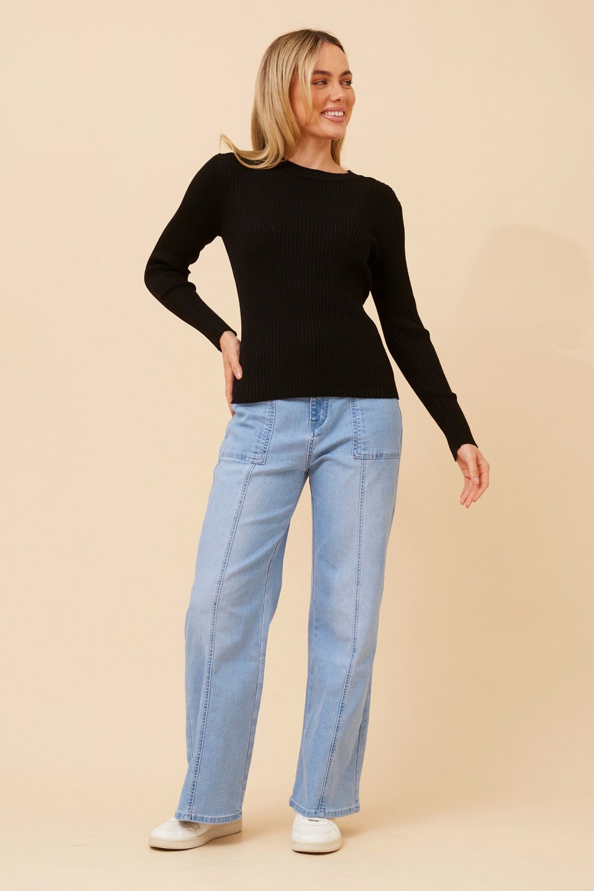 CARLETTA SOLID KNIT PULLOVER (Chocolate)