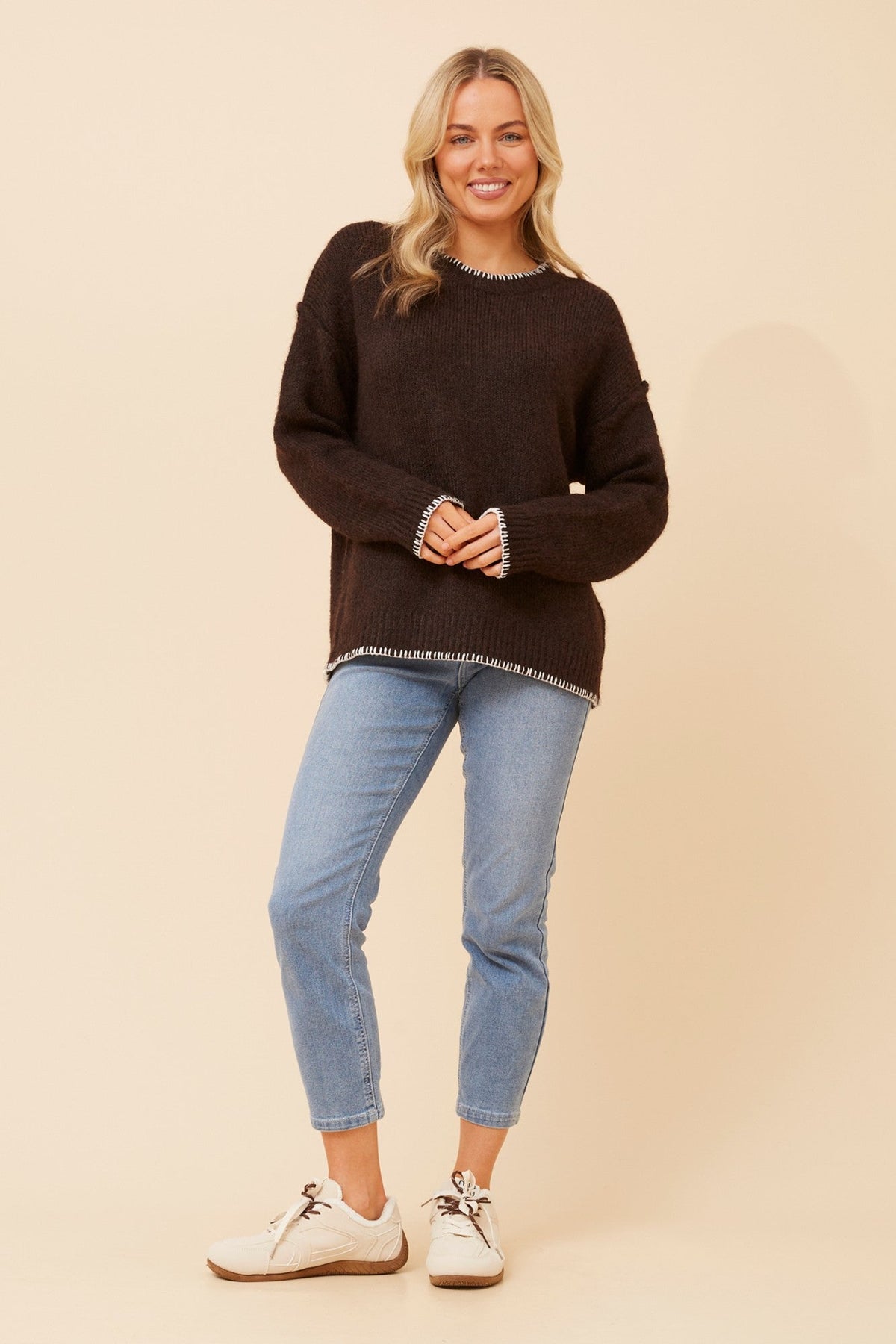 ABILENE WOOL BLEND KNIT PULLOVER (Chocolate)