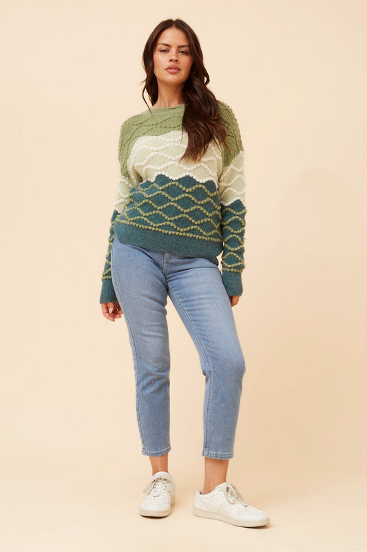 Caroline Morgan Australia JINDERA WOOL BLEND KNIT PULOVER (Emerald)