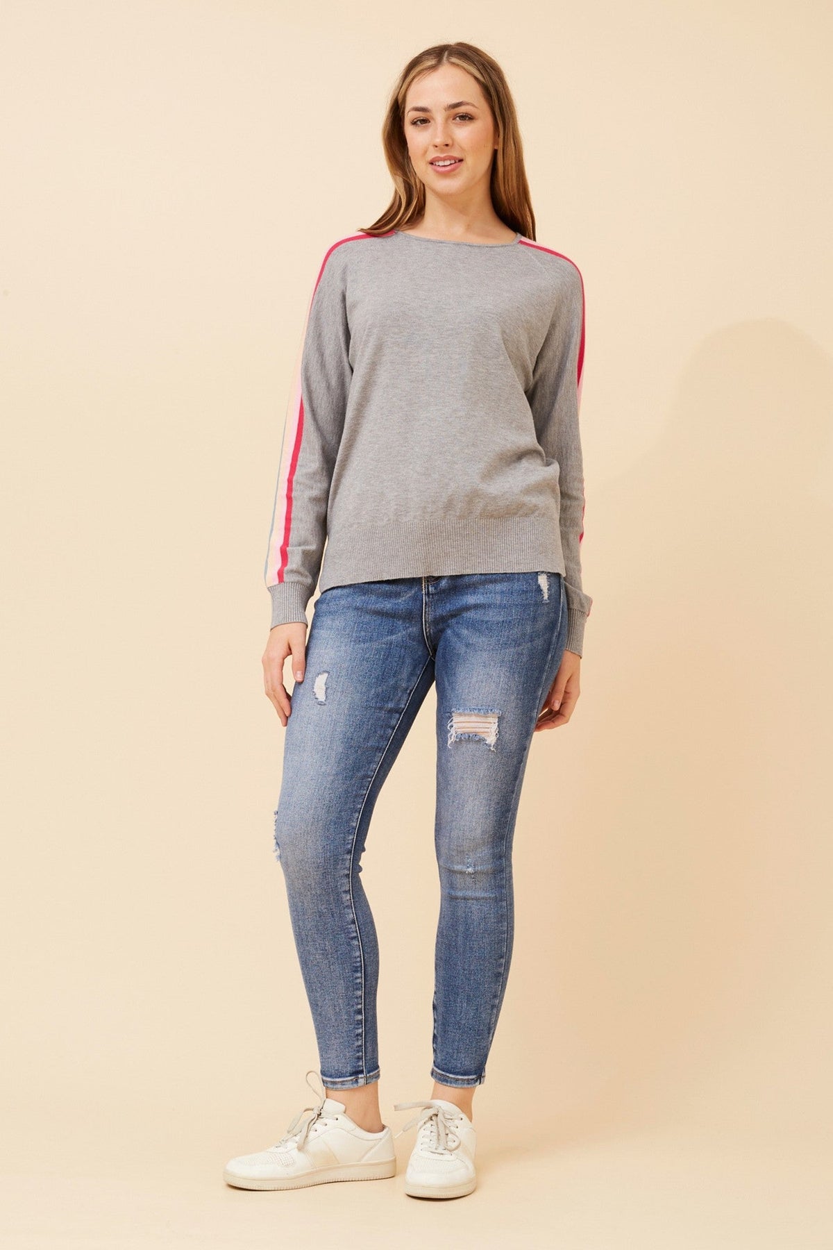 LACEN SOLID KNIT PULLOVER (Light Grey Marl)