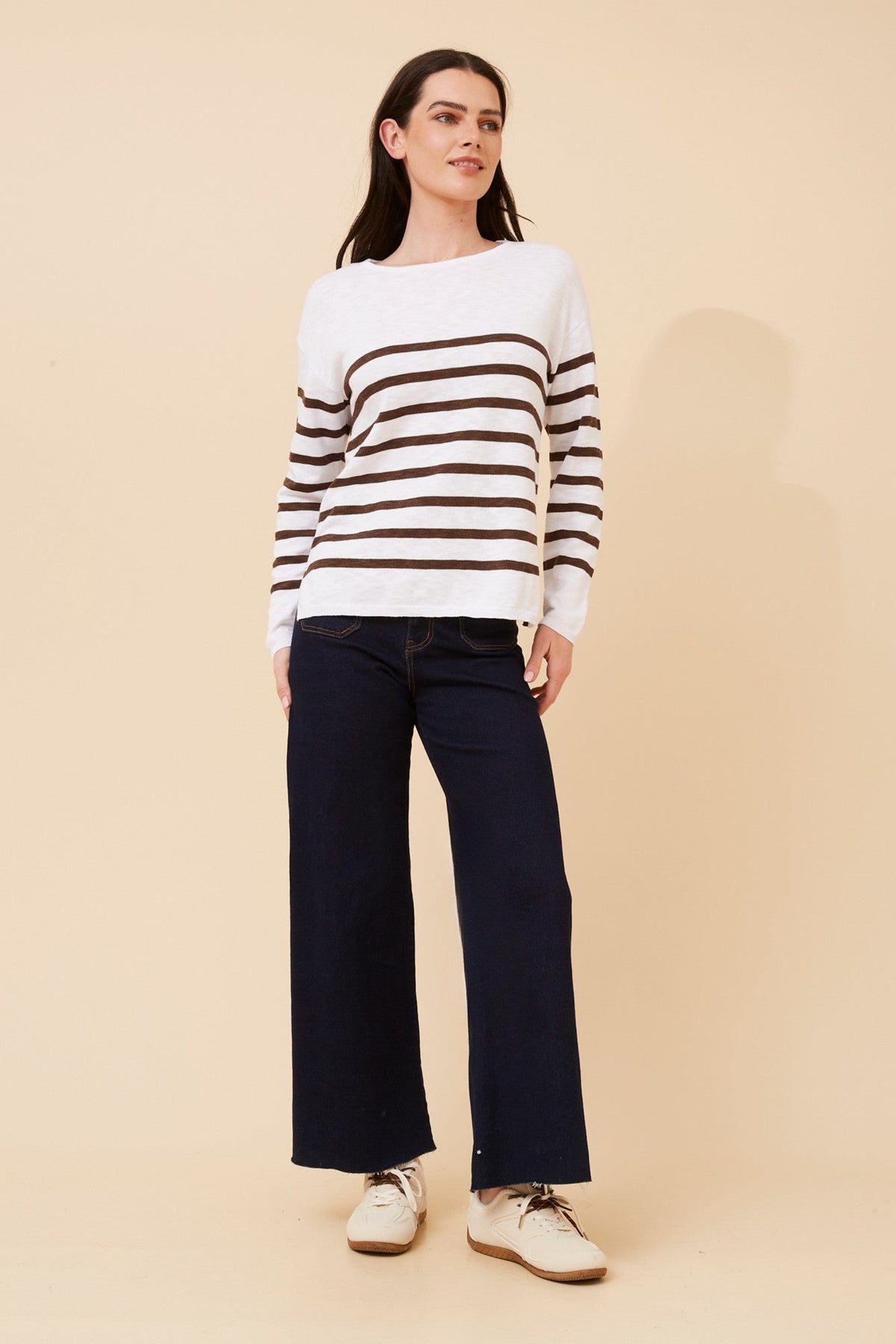 RAMSEY STRIPE KNIT PULLOVER (Beige)