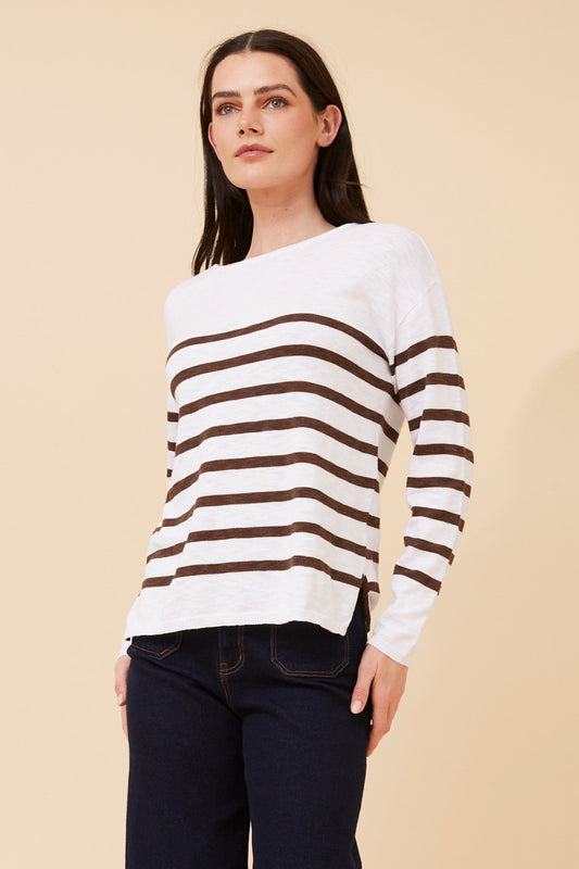 Caroline Morgan Australia RAMSEY STRIPE KNIT PULLOVER (Chocolate)