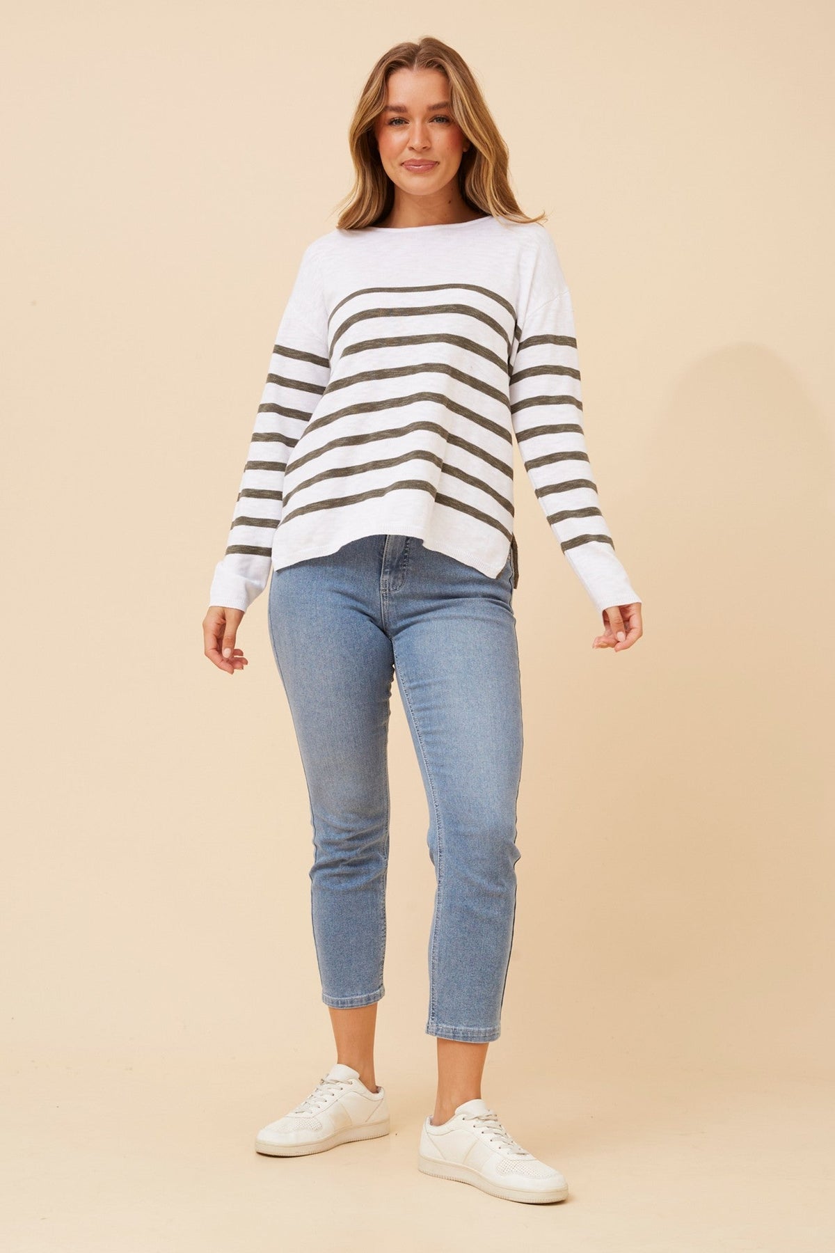 Caroline Morgan Australia RAMSEY STRIPE KNIT PULLOVER (Khaki)
