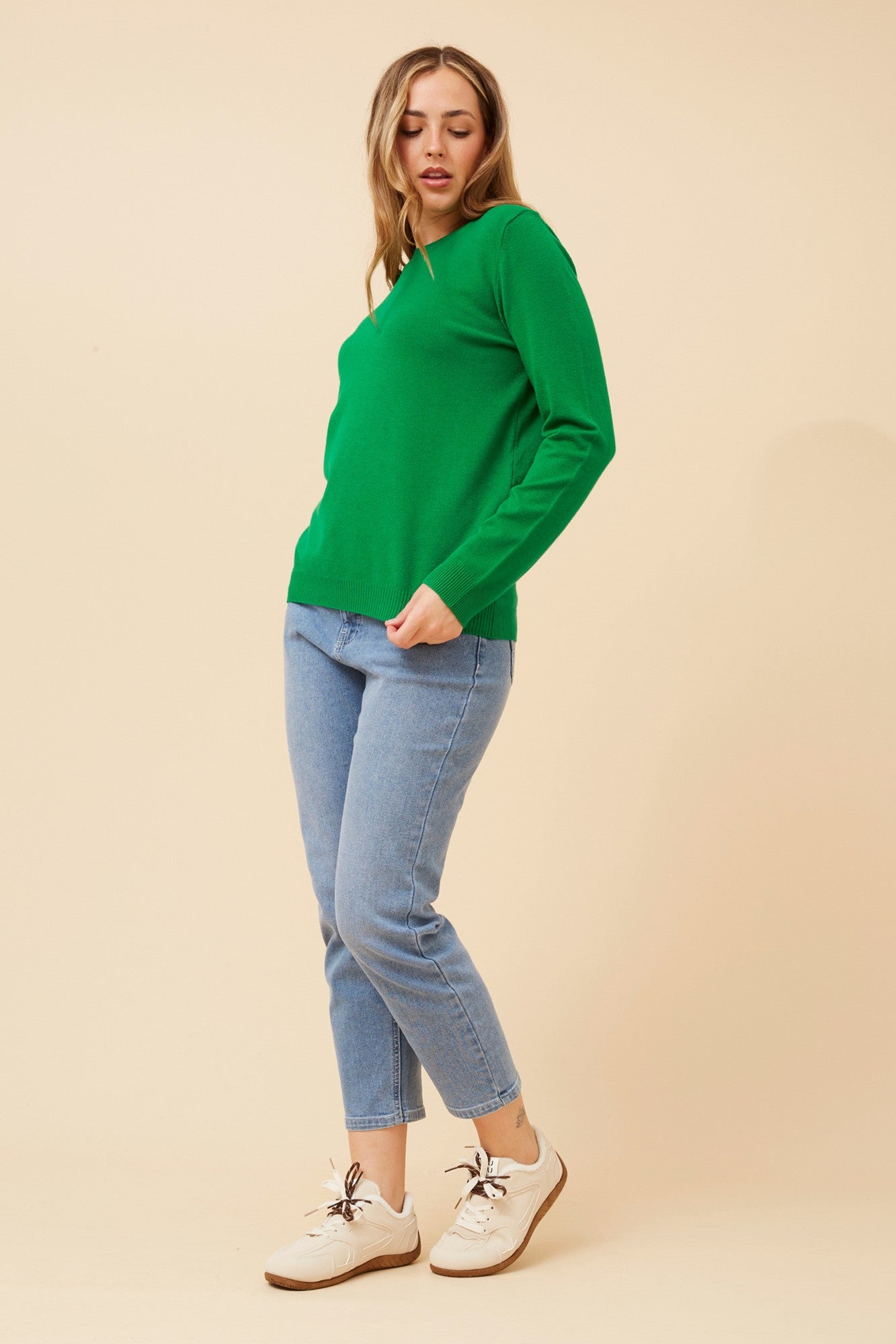 ANGIE SOLID KNIT PULLOVER (Chartreuse)