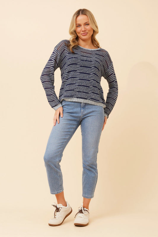 NAVA SEQUIN KNIT PULLOVER (Navy)