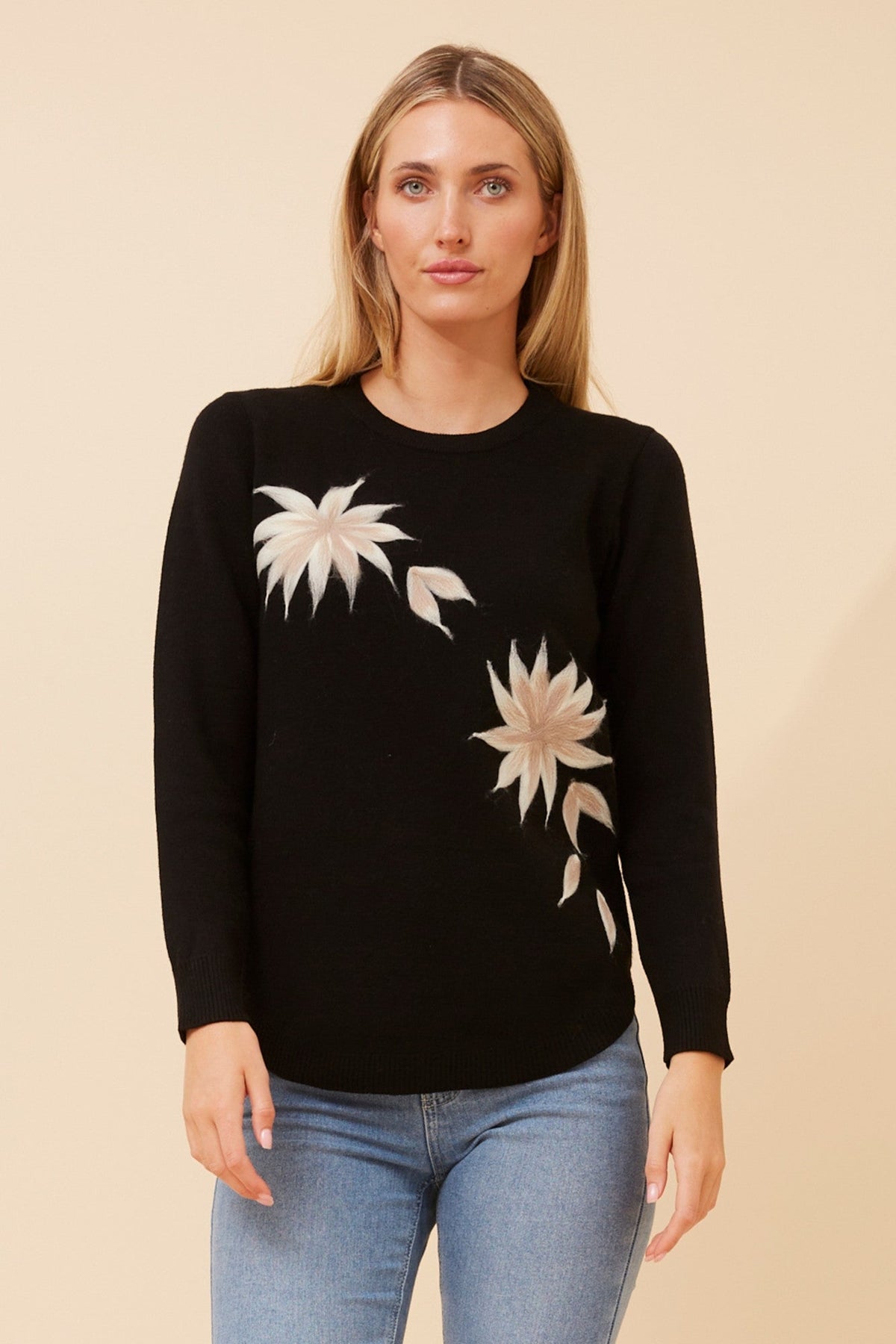 BRAY EMBRODERED KNIT PULLOVER (Black)