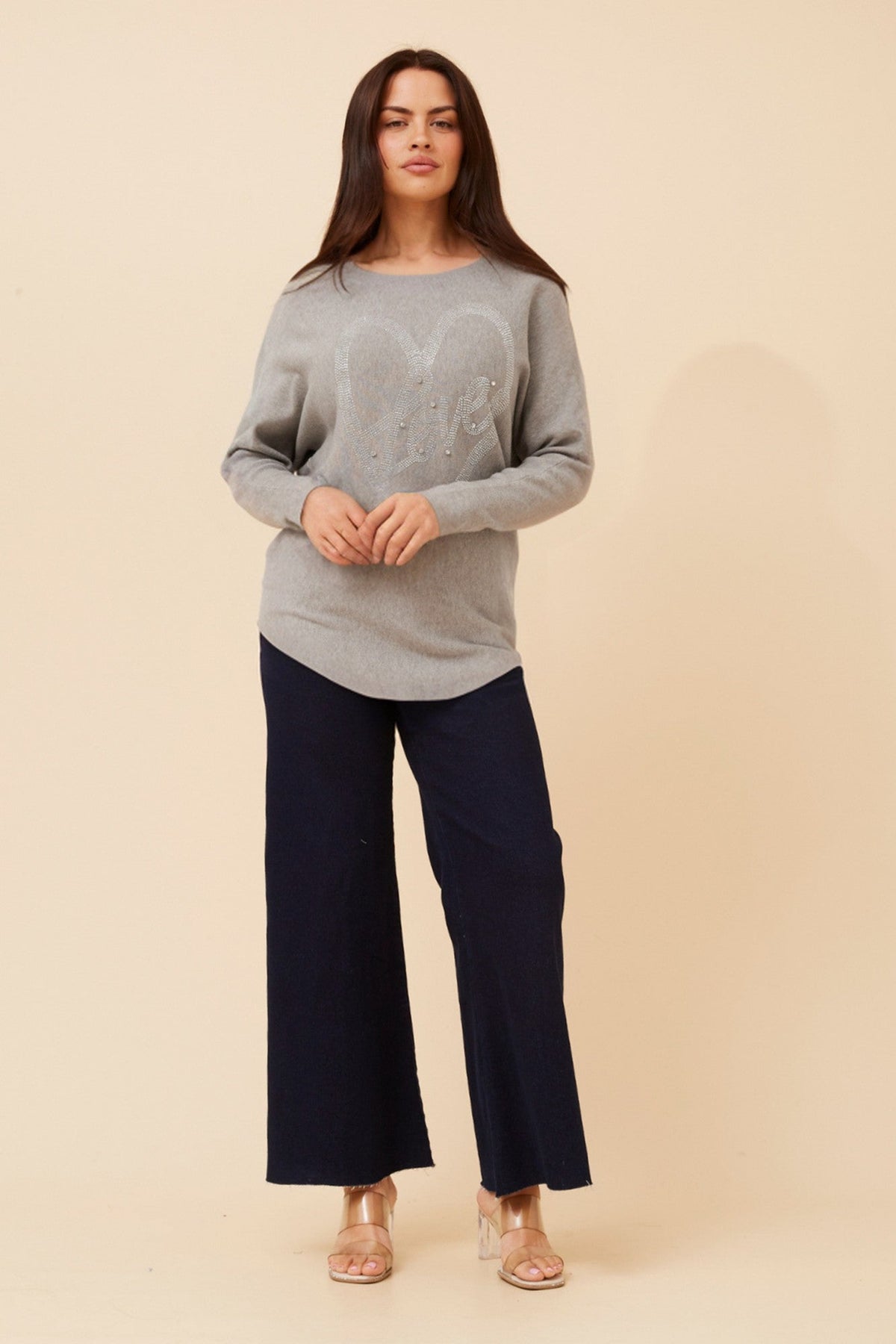 ASTI EMBELLISHED KNIT PULLOVER (Greymarl)
