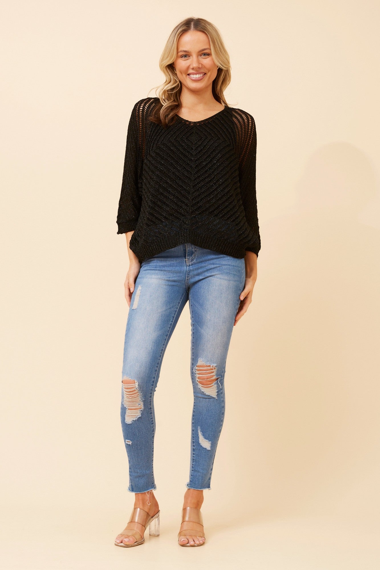 ANORA CROCHET TOP (Black)