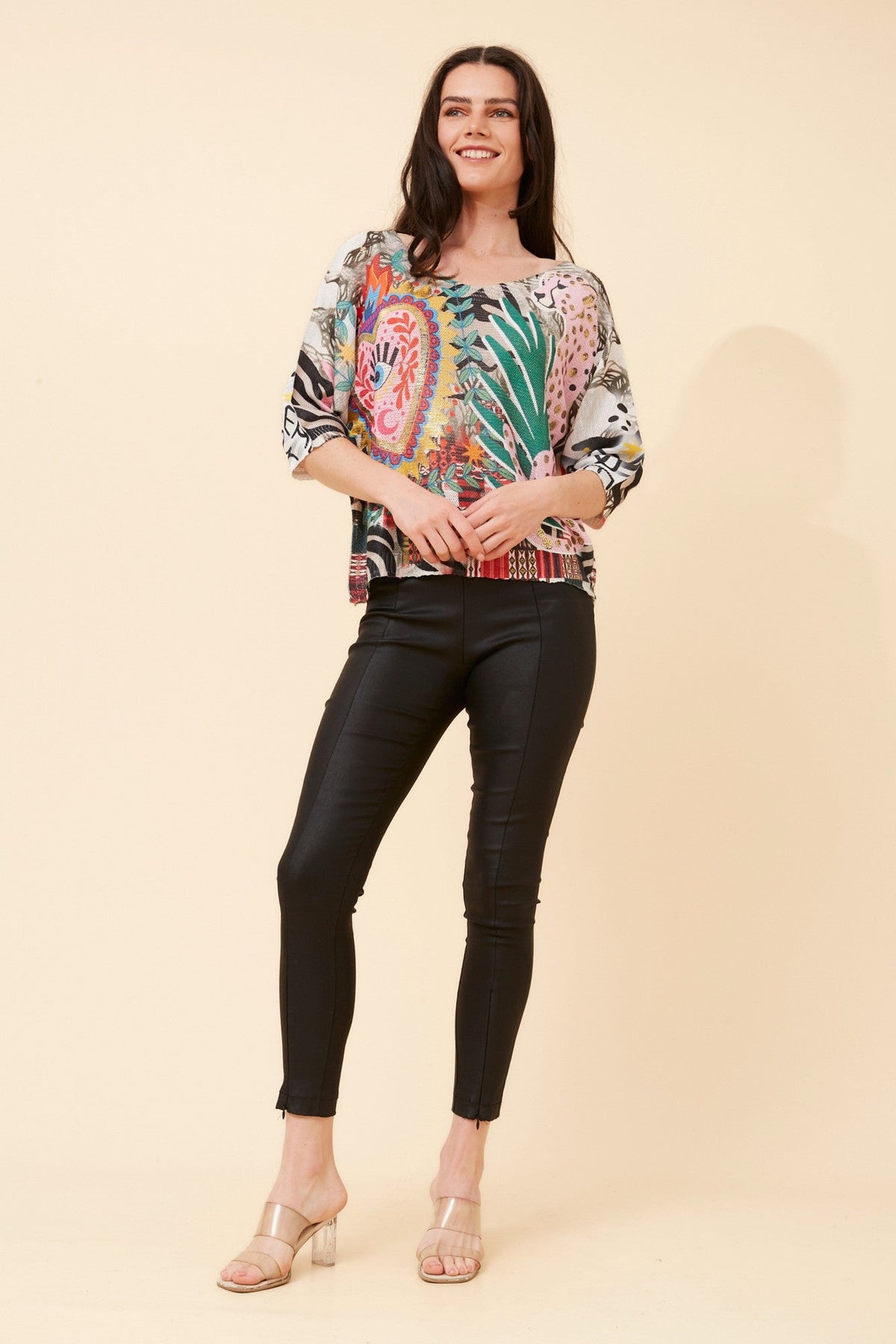 TORIN ABSTRACT PRINT KNIT PULLOVER (Multi White)