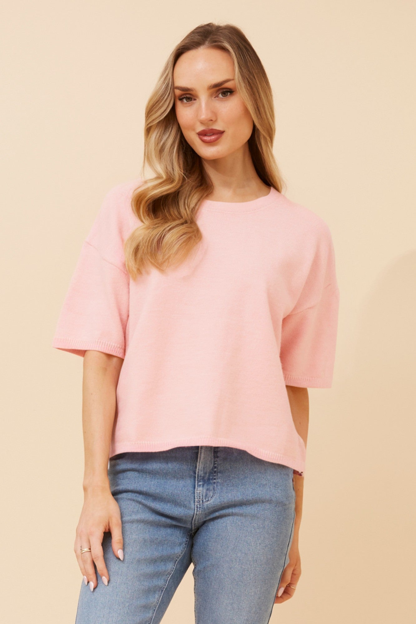 GILBERT SOLID KNIT PULLOVER (Pink)