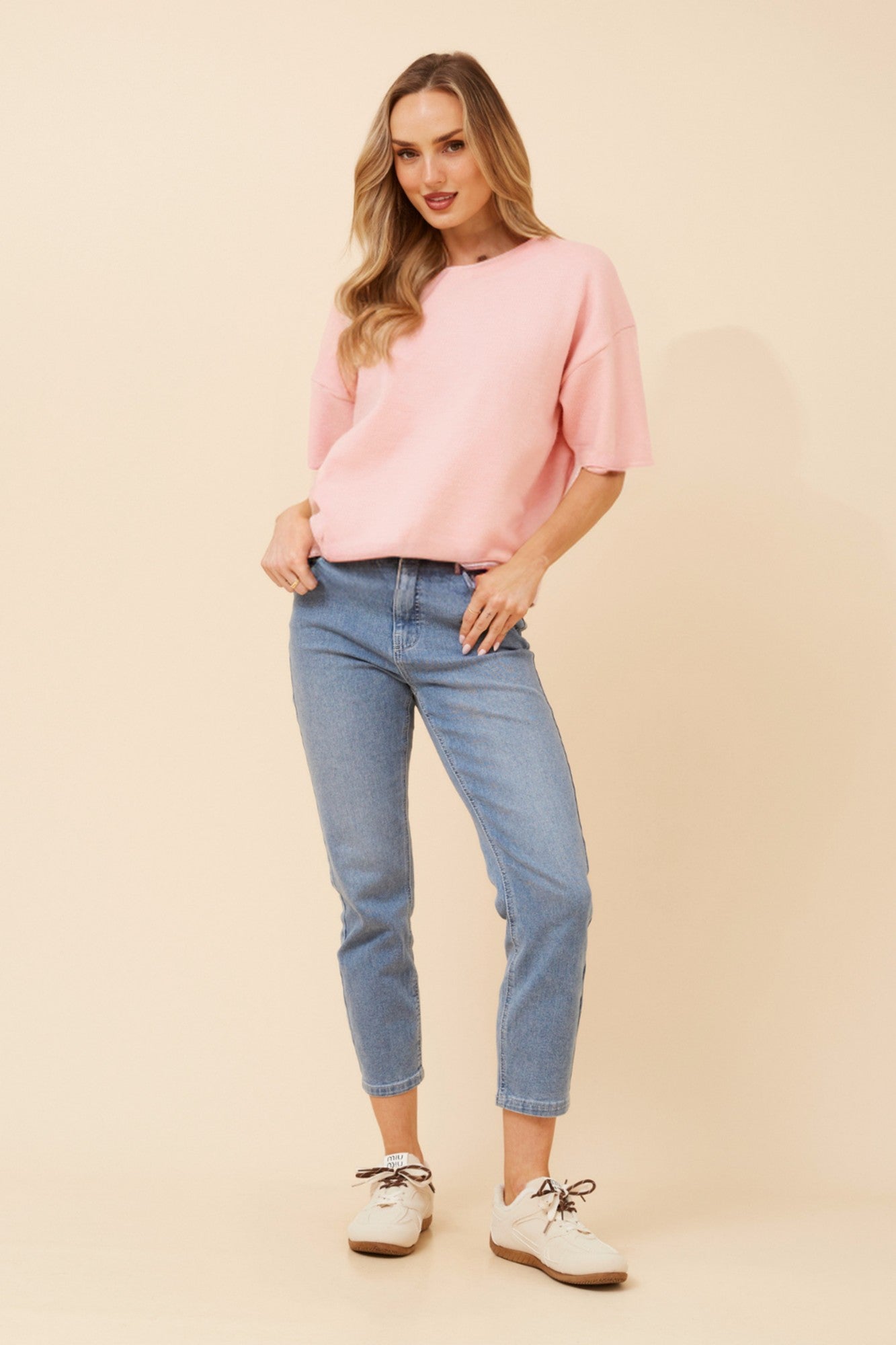 GILBERT SOLID KNIT PULLOVER (Pink)