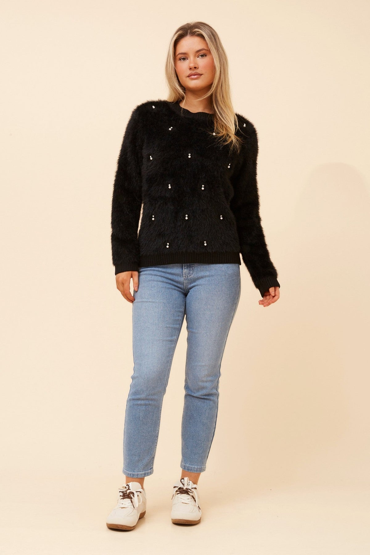 CALEN EYELASH KNIT PULLOVER (Black)