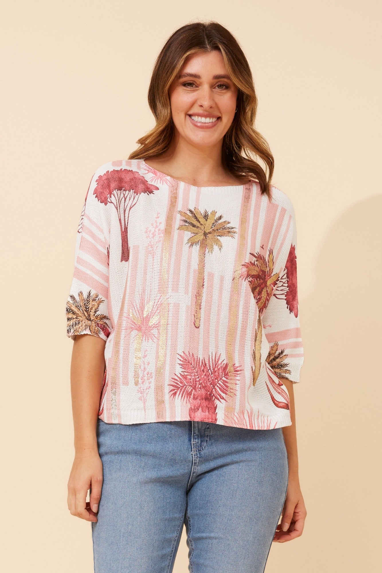 FLORELLA PALM TREE PRINT PULLOVER (Navy)