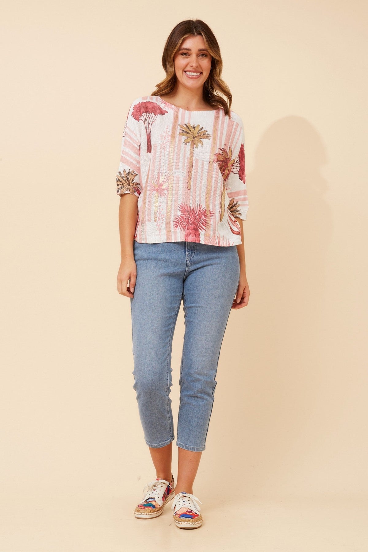 FLORELLA PALM TREE PRINT PULLOVER (Navy)