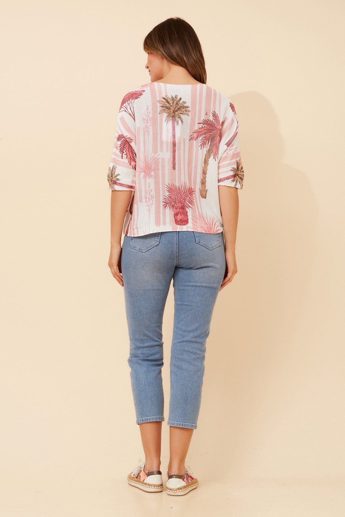 BOTTEGA MODA FLORELLA PALM TREE PRINT PULLOVER (Blush)