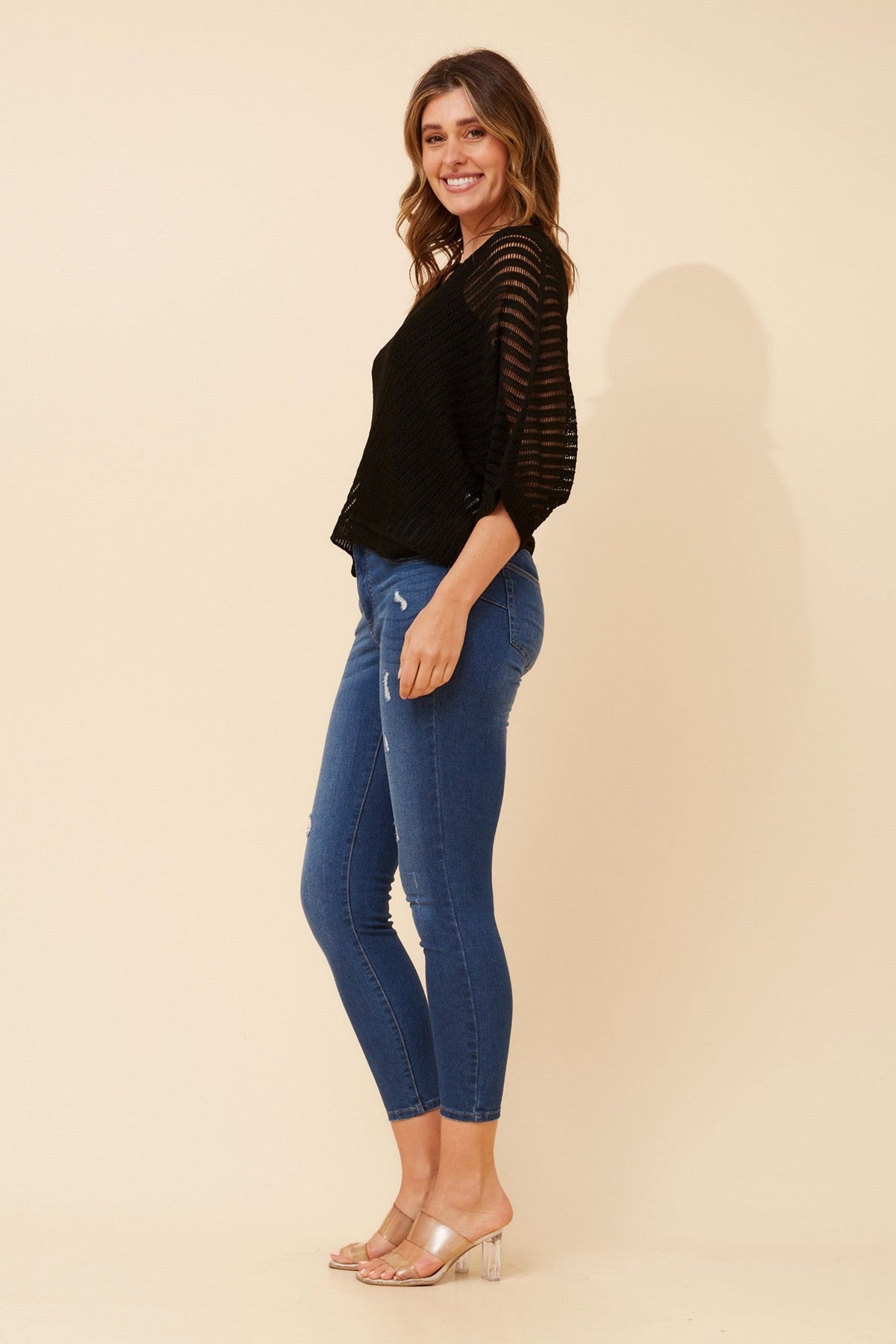 BOTTEGA MODA ENNIO CROCHET KNIT PULLOVER (Black)