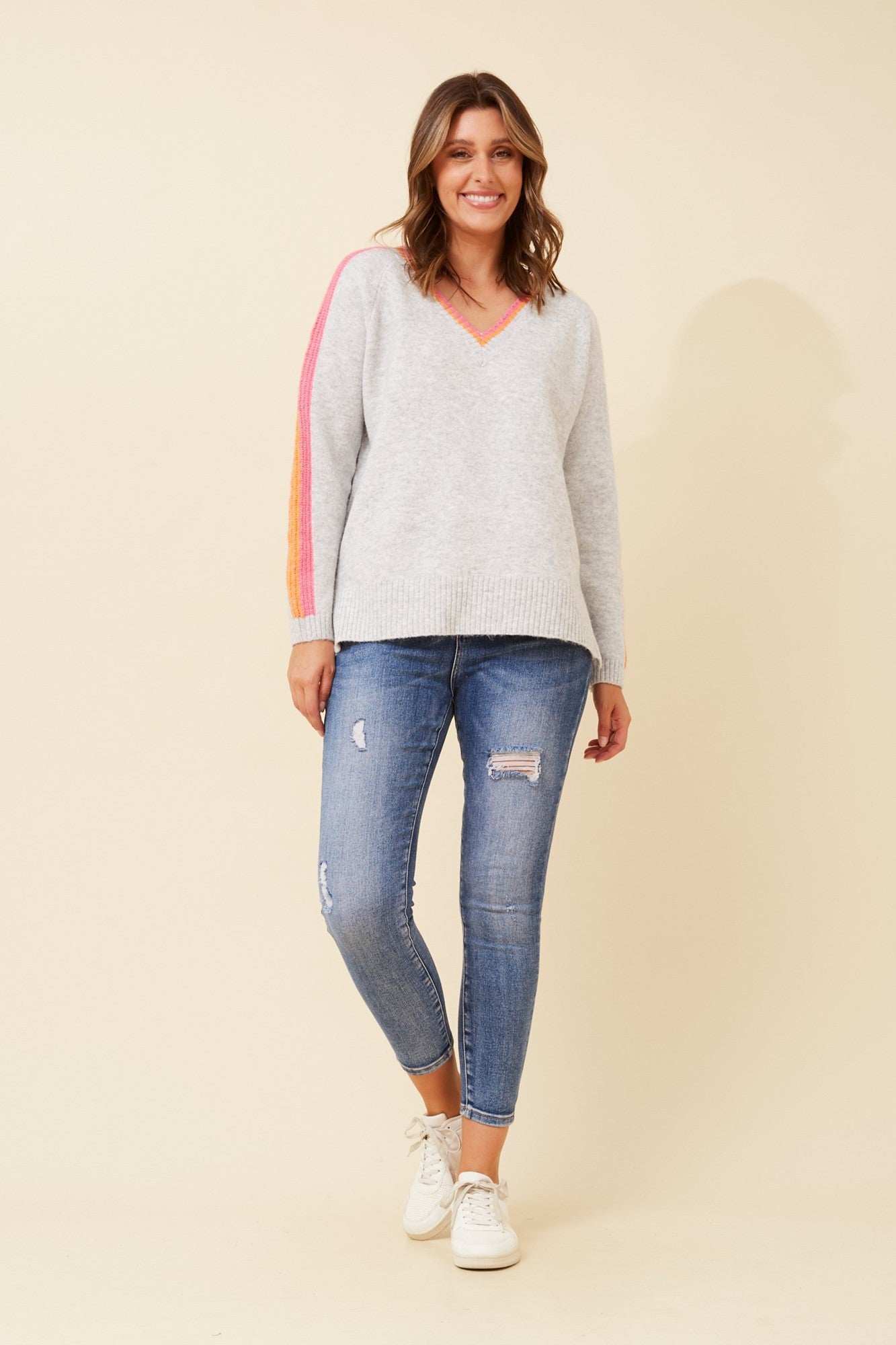 BRYSON STRIPE PRINT KNIT PULLOVER (Navy)