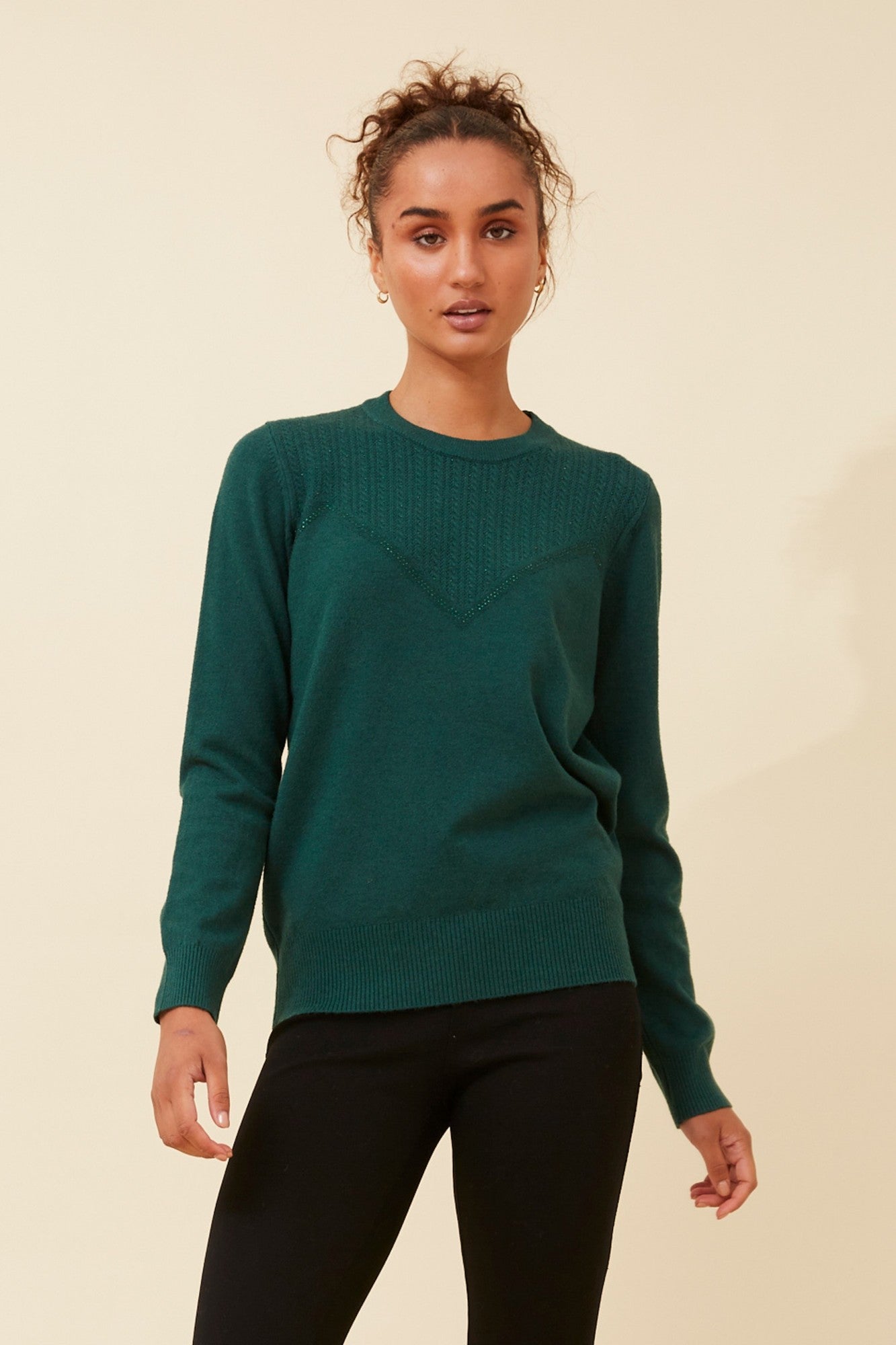 ANGIE DIAMANTE KNIT PULLOVER (Black)