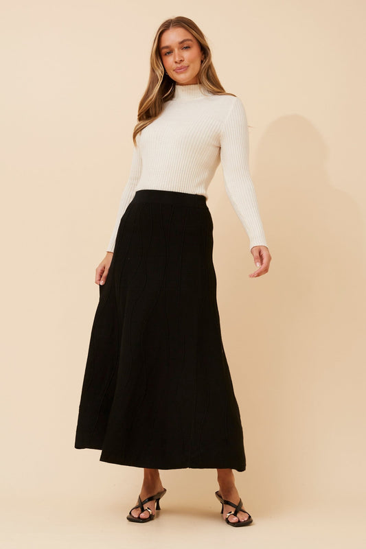 ZORI A-LINE KNIT MAXI SKIRT (Wine)
