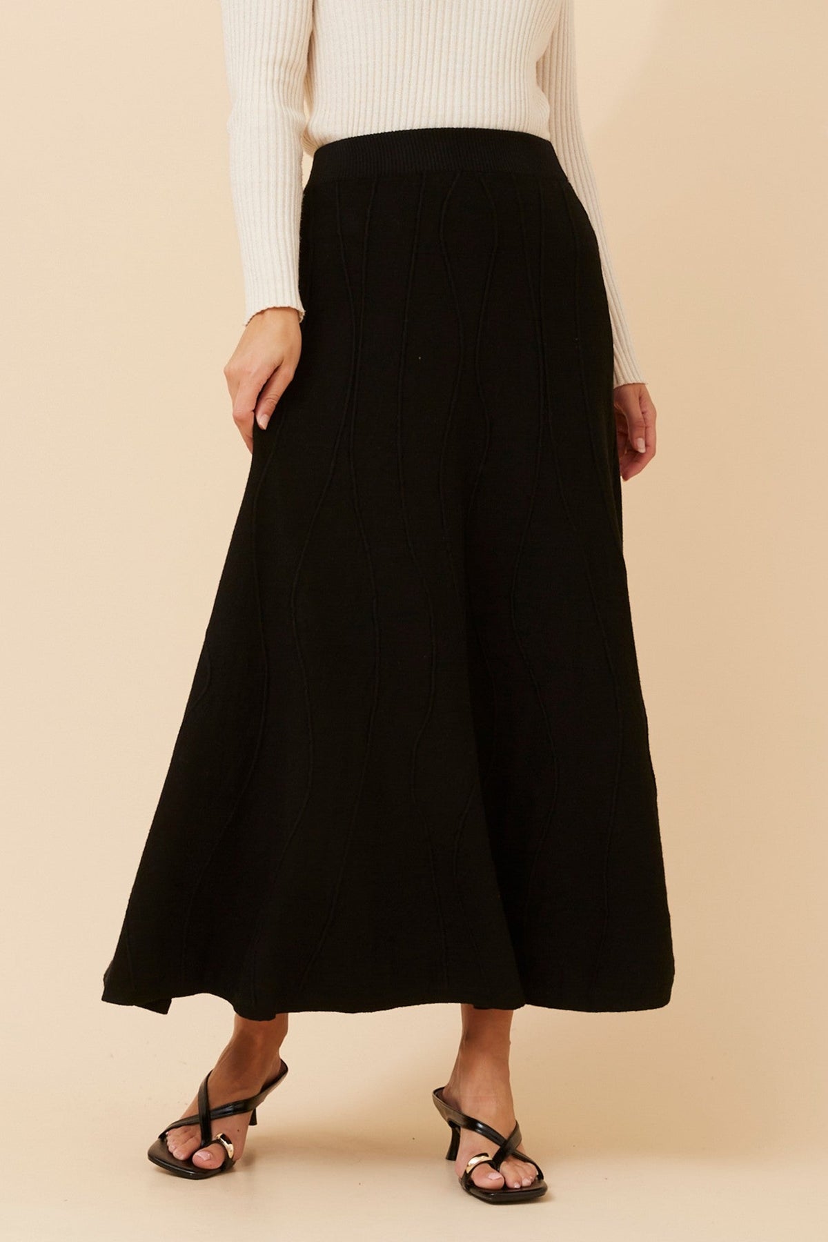 ZORI A-LINE KNIT MAXI SKIRT (Wine)
