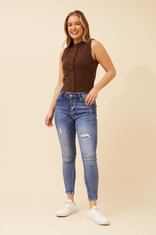 LAKELYN SOLID KNIT VEST (Black)