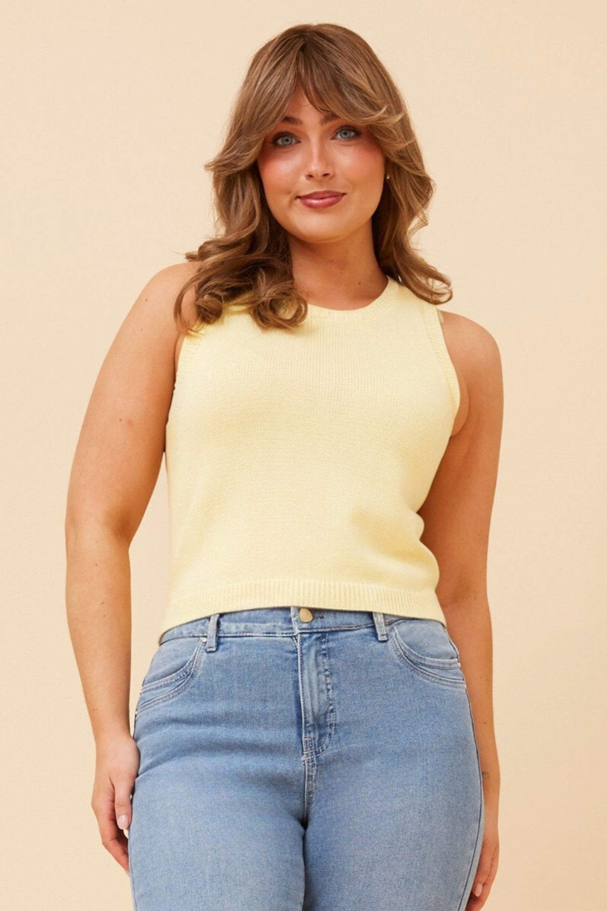 HARIKA SOLID KNIT VEST (Lemon Sorbet)