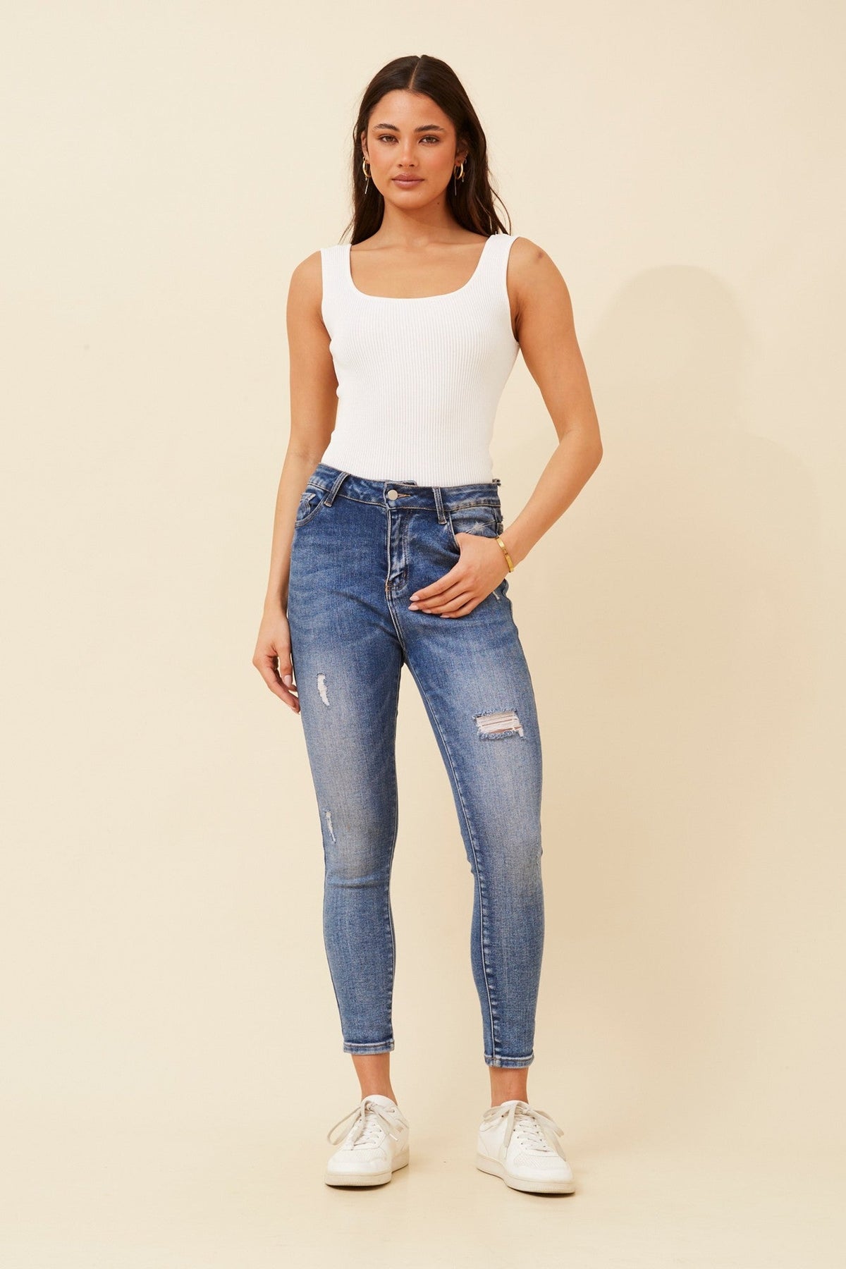 Caroline Morgan Australia KIENNA SLEEVELESS KNIT TOP (White)