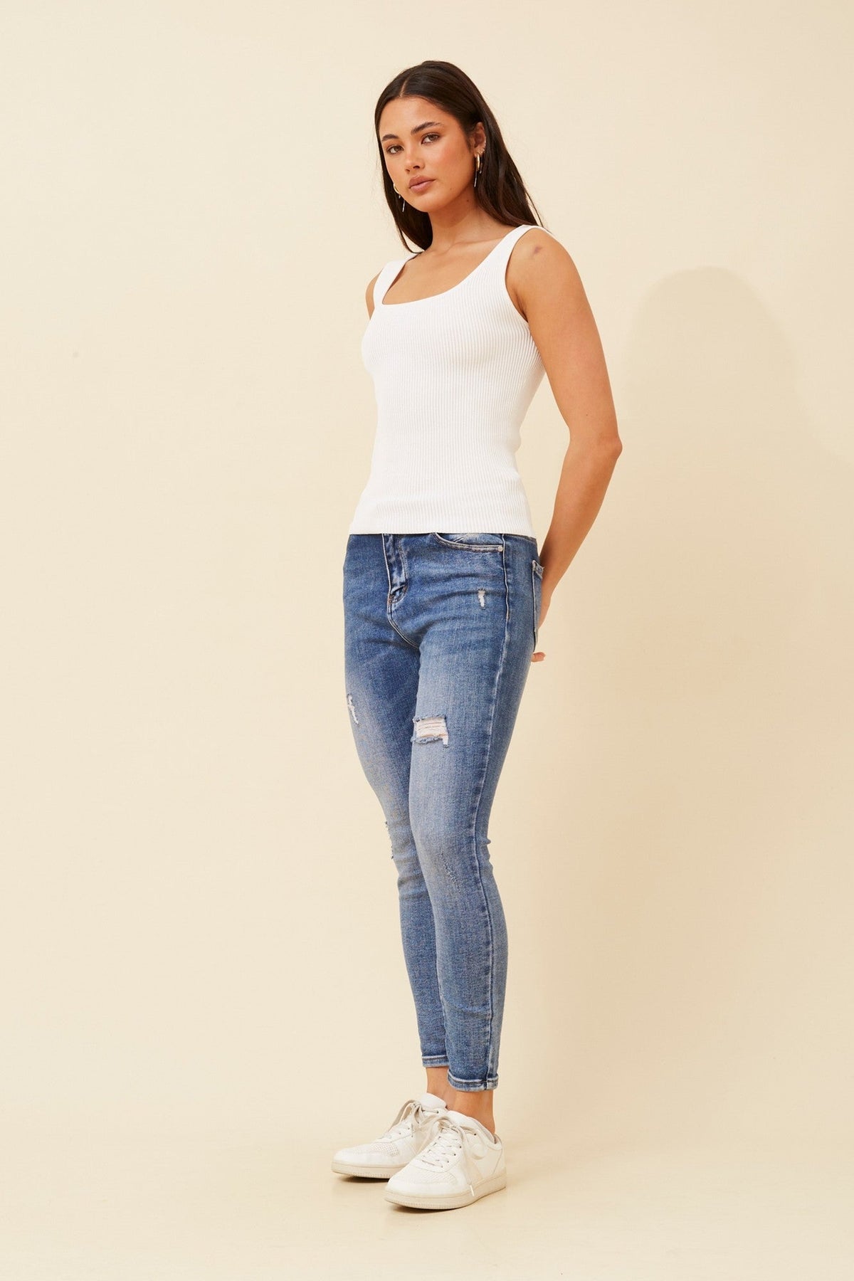 Caroline Morgan Australia KIENNA SLEEVELESS KNIT TOP (White)