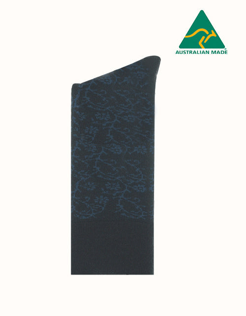 Humphrey Law Fine Merino Wool blend Patterned Health Socks (Leaves Boneantelope)