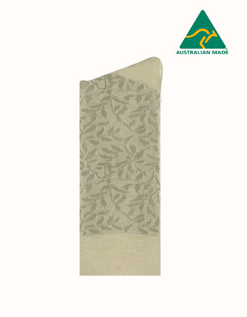 Humphrey Law Fine Merino Wool blend Patterned Health Socks (Leaves Boneantelope)