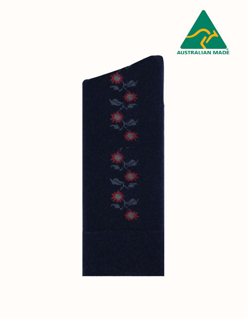 Image of Socks. Product name - Humphrey Law Fine Merino Wool blend Patterned Health Socks in Leaves Boneantelope colour by brand - Humphrey Law