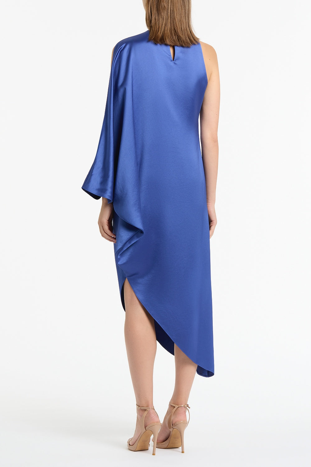Carla Zampatti Lapis Lustre Satin Drape Dress (Blue)