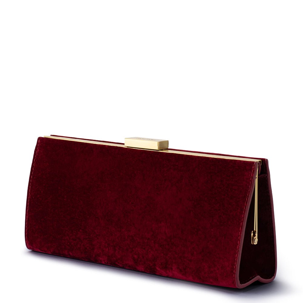 Olga Berg LARA Velvet Clutch (Burgundy)