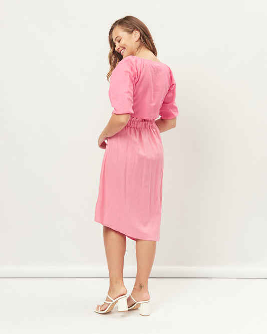 HEYCHIC Layla Asymmetrical Midi Skirt (Pink)